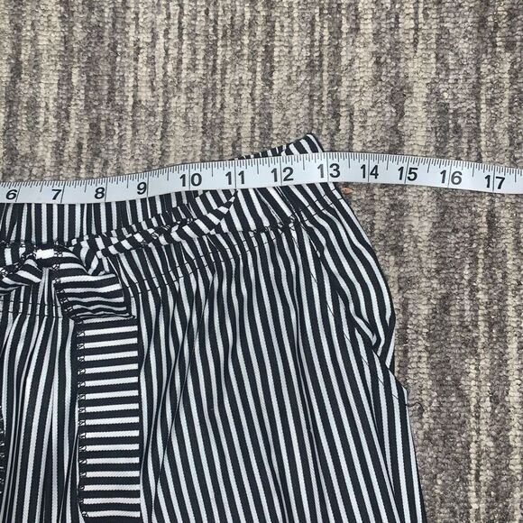 Mei ing Womens Size Small Tie High Waist Cropped‎ Pants Black White Stripe - Picture 4 of 7